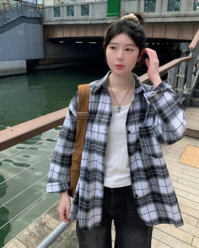 Loose-fitting big check shirt