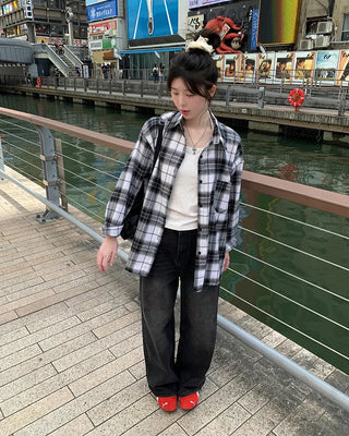 Vintage wide-leg denim pants