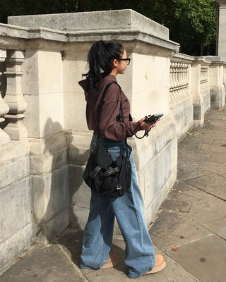 (ORIGINAL) Double Unique Seam Wide Denim Pants