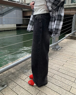 Vintage wide-leg denim pants