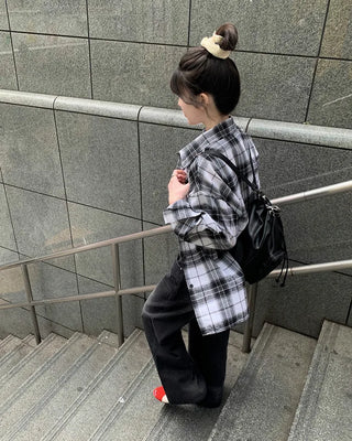 Loose-fitting big check shirt