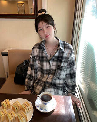 Loose-fitting big check shirt