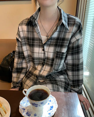 Loose-fitting big check shirt