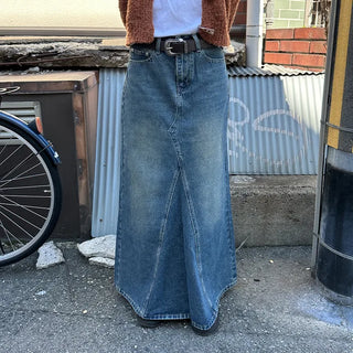 Maxi Slit Denim Long Skirt