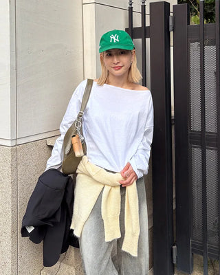 Off-shoulder cotton T-shirt