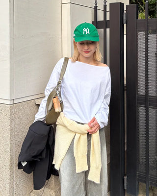 Off-shoulder cotton T-shirt