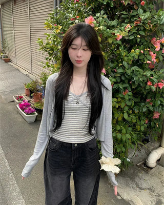 Striped camisole and cardigan set