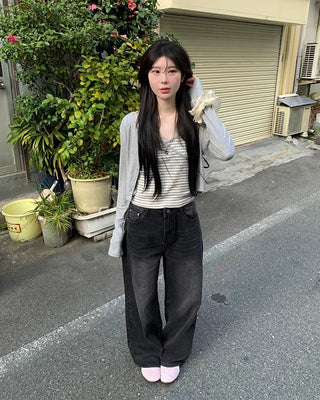 Vintage wide-leg denim pants