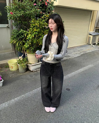 Vintage wide-leg denim pants