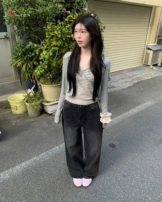 Striped camisole and cardigan set