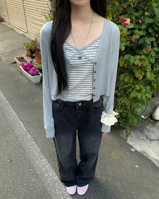 Vintage wide-leg denim pants