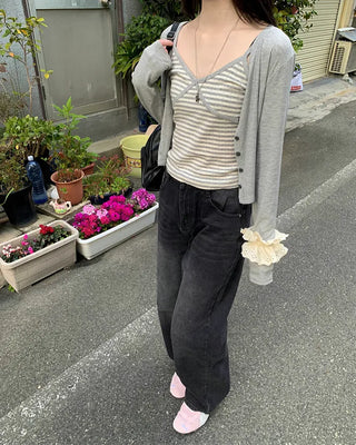 Striped camisole and cardigan set