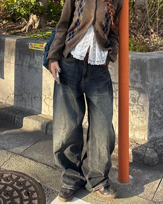 Back flap pocket, whiskered wash jeans