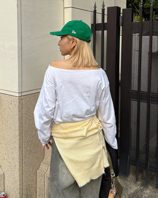 Off-shoulder cotton T-shirt