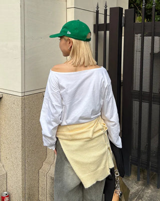 Off-shoulder cotton T-shirt