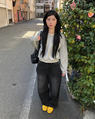 Vintage wide-leg denim pants