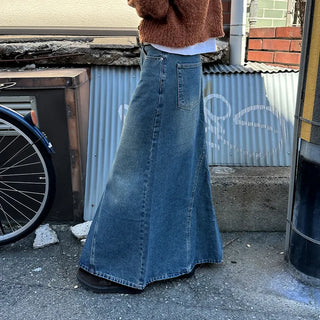 Maxi Slit Denim Long Skirt
