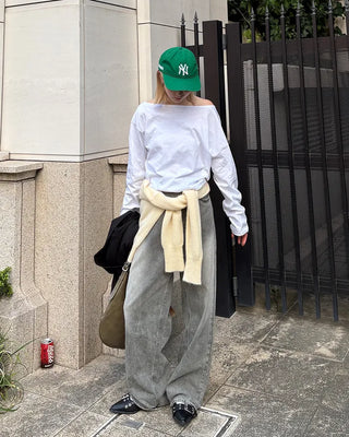 Off-shoulder cotton T-shirt