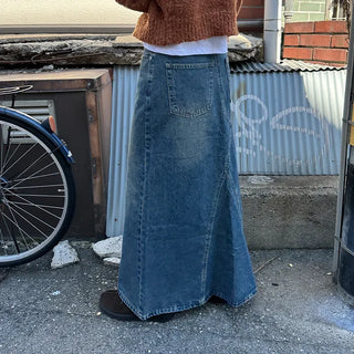 Maxi Slit Denim Long Skirt