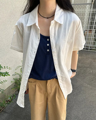 Color striped short-sleeved shirt