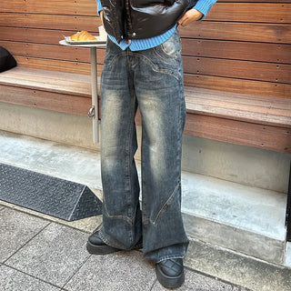 Slit Point Wide Denim Pants