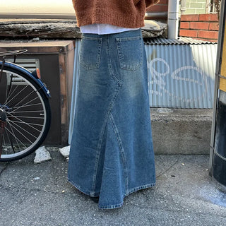 Maxi Slit Denim Long Skirt