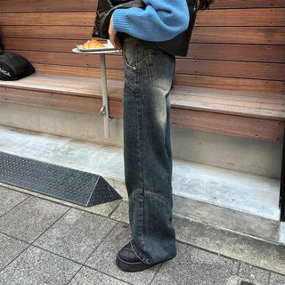 Slit Point Wide Denim Pants
