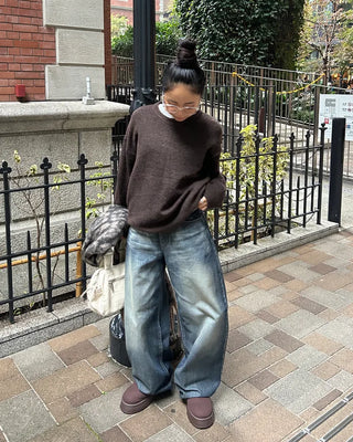 (Unisex) Drop Shoulder Simple High Gauge Sweater
