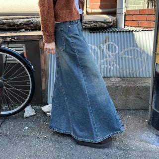 Maxi Slit Denim Long Skirt
