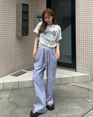 Two-tone striped string pants