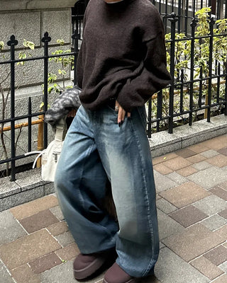 (Unisex) Drop Shoulder Simple High Gauge Sweater