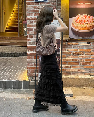 Round neck boa knit