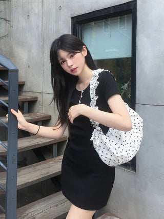 [2-way] Dot Cotton Shirring Bag