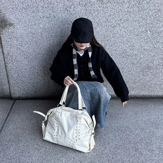 Stud Point Nylon Shoulder Bag