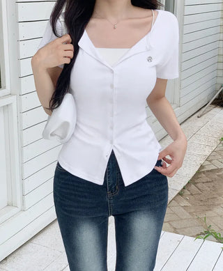 Pendant short-sleeved cardigan