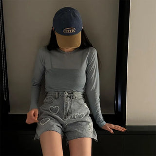 See-through modal long-sleeved T-shirt