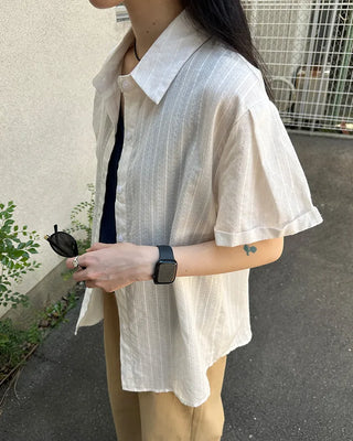 Color striped short-sleeved shirt