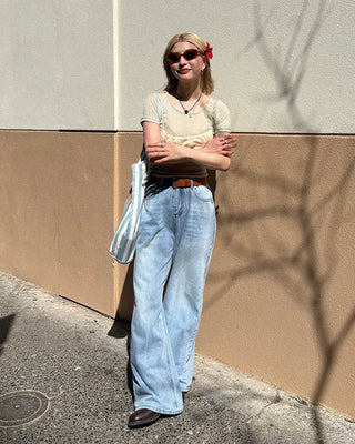 See-through slim half T-shirt