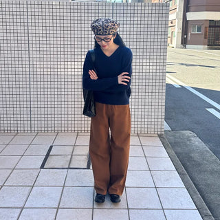 Colored cotton wide-leg pants