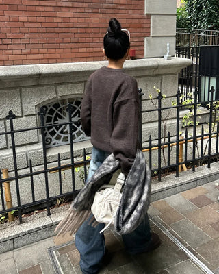 (Unisex) Drop Shoulder Simple High Gauge Sweater