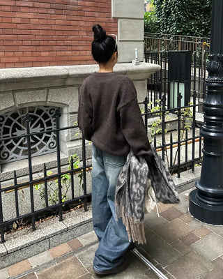 (Unisex) Drop Shoulder Simple High Gauge Sweater