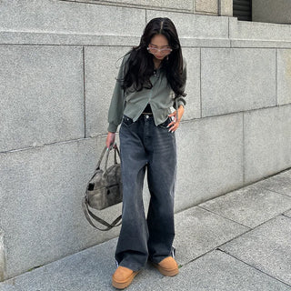 2-way cropped hoodie zip-up