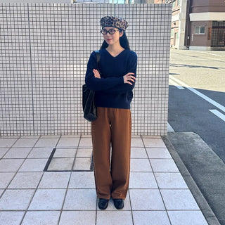 Colored cotton wide-leg pants