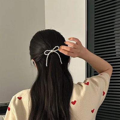 Pearl ribbon hair tie