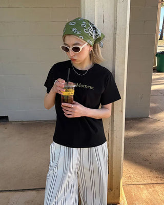 Bust print half T-shirt