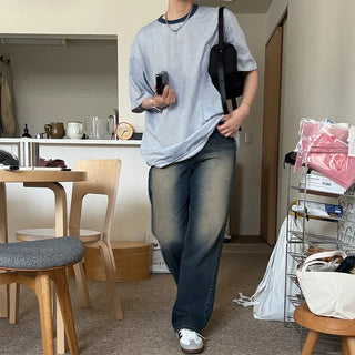 Vintage Washed Wide Denim Pants