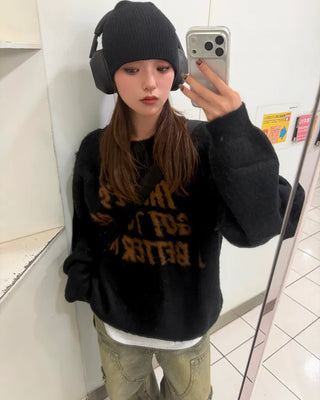 (Unisex) Jacquard Lettering English Knit