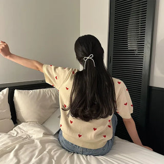 Pearl ribbon hair tie