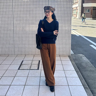 Colored cotton wide-leg pants