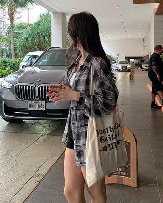 Madras check sheer shirt